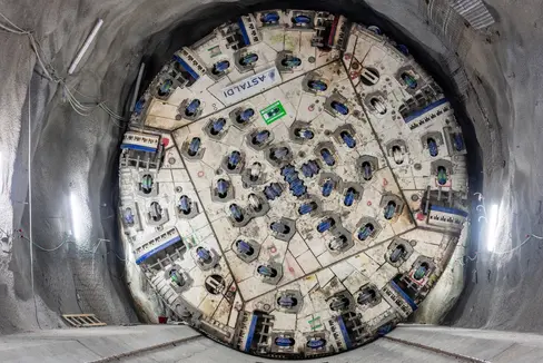 Una delle frese TBM utilizzate per i lavori di scavo del Tunnel di base del Brennero. (Foto: BBT SE)