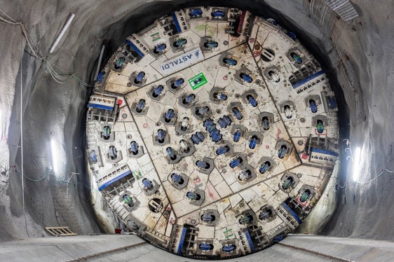 Una delle frese TBM utilizzate per i lavori di scavo del Tunnel di base del Brennero. (Foto: BBT SE)