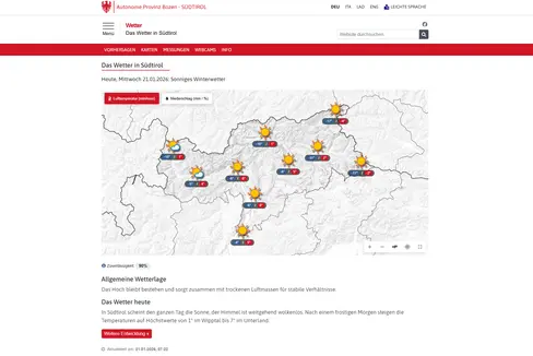 Das neue Wetterportal: die neue Startseite (Screenshot)