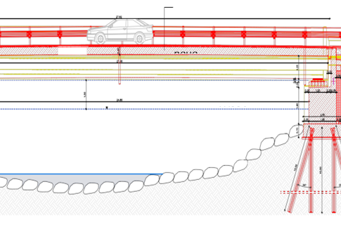 Die neue Brücke in Latsch soll eine Spannweite von 30 Metern haben und über zwei Fahrstreifen mit je 3,5 Metern Breite sowie einen bis zu zwei Meter breiten Geh- und Radweg verfügen. (Skizze: LPA/Landesabteilung Tiefbau)