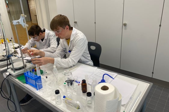 Adrian Messner von der Technologischen Fachoberschule Bruneck beim Praxiswettbewerb des österreichischen Bundeswettbewerbs der Chemieolympiade. (Foto: LPA/Roswitha Maurer)