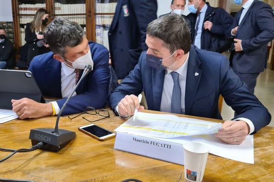 L'assessore provinciale Daniel Alfreider e il presidente della Provincia di Trento Maurizio Fugatti oggi a Roma. (Foto: ASP/Davide Cordua)