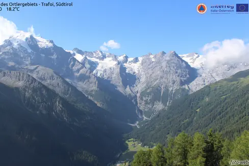 I ghiacciai sono indicatori dei cambiamenti climatici: uno sguardo a quelli del Gruppo dell'Ortles, oggi pomeriggio (Foto: webcam sistema interregionale di monitoraggio dei ghiacciai per la regione Alto Adige-Tirolo GLISTT)