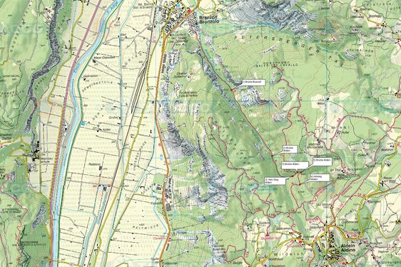 Lageplan der Brücken am Wanderweg Branzoll-Aldein (Quelle: LPA/Landesforstinspektorat Bozen I)