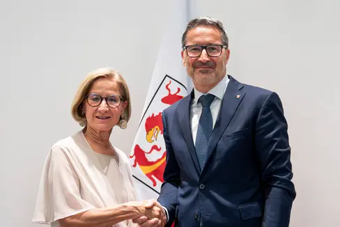 Durante un viaggio in Alto Adige, la governatrice della Bassa Austria Johanna Mikl-Leitner ha incontrato il presidente della Provincia autonoma di Bolzano Arno Kompatscher per uno scambio di opinioni. (Foto: USP/Fabio Brucculeri)
