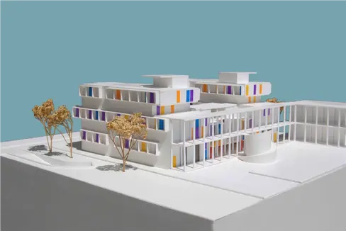 Il rendering dello studentato del Centro di formazione San Maurizio a Bolzano. (Foto: USP/Ripartizione Edilizia e servizio tecnico)