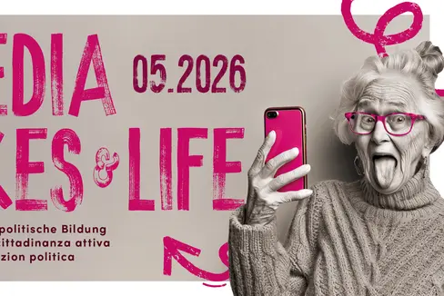 Die Aktionstage Politische Bildung widmen sich heuer der Medienkompetenz: Am 27. April werden die Aktionen zum Thema Media, Likes & Life im Rahmen einer Pressekonferenz vorgestellt. (Grafik: Amt für Weiterbildung und Sprachen)