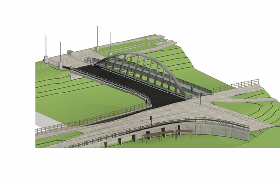 Eine neue Konstruktion mit einer Spannweite von 40,26 Metern ersetzt die alte Brücke in Naturns. (Rendering: LPA/Landesabteilung Tiefbau)