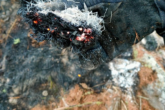 Incendio boschivo sul Monte Sole: i focolai devono ancora essere completamente spenti. (Foto: USP/Unione Provinciale dei Corpi dei Vigili del Fuoco Volontari)