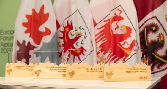 Per la prima volta, nell’ambito degli Euregio-Awards sono stati assegnati premi in due categorie per ciascun riconoscimento (Premio Giovani Ricercatori Euregio e Premio Innovazione dell'Euregio), per un totale di quattro vincitori. (Foto: Land Tirol/Sedlak)
