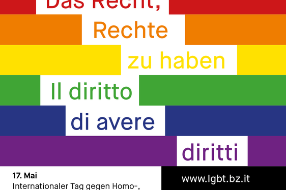 Nell'ambito della rete RE.A.DY, la Provincia partecipa alla Giornata internazionale contro l'omofobia, la bi- e la transfobia che quest’anno è dedicata al tema Il diritto di avere diritti (Foto: ASP)