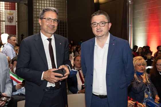 Il presidente della Provincia Arno Kompatscher con il governatore del Trentino e presidente di turno dell'Euregio Maurizio Fugatti (Foto: Ufficio stampa Trentino/Nicola Eccher)