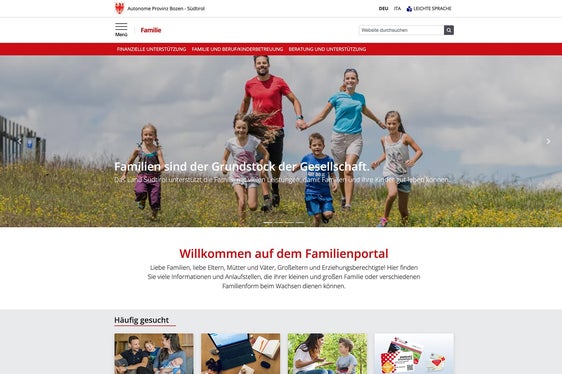 Im neuen Look präsentiert sich seit dem 15. Mai das Familienportal des Landes, abrufbar unter https://familie.provinz.bz.it