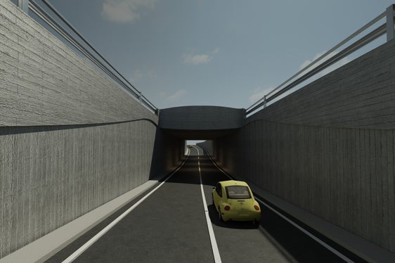 Rendering der Unterführung in der Einstein-Straße. Beim Infoday können die Bürgerinnen und Bürger das Projekt genauer kennenlernen und mit Fachleuten sprechen. (Foto: LPA/Ressort für Infrastrukturen und Mobilität)