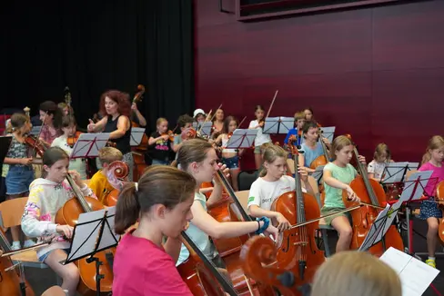 Ab Samstag 1. Februar, sind die Online-Anmeldungen für die Sommermusikwochen und Orchesterprojekte der Landesdirektion Deutsche und ladinische Musikschule möglich. Im Bild eine Momentaufnahme während der Flohstreicherwoche vom Vorjahr. (Foto: LPA/Landesmusikschuldirektion)