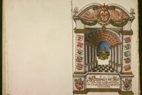 Frontespizio delle “Genealogien des Tiroler Adels“. (Foto: ASP/Archivio provinciale)