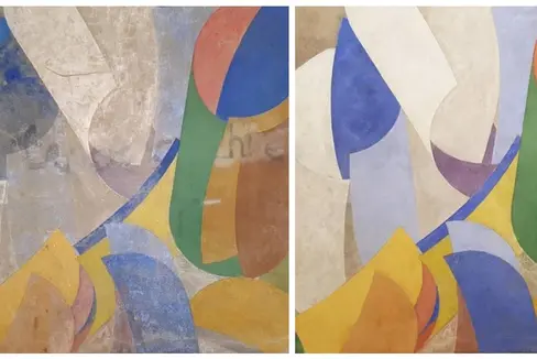 L'affresco dell'artista Luigi Senesi, simbolo del liceo Carducci da 35 anni, rivedrà la luce sulla facciata della nuova struttura scolastica. Un'immagine di come apparirà l'opera dopo il restauro (Foto: USP/Ripartizione Opere pubbliche)