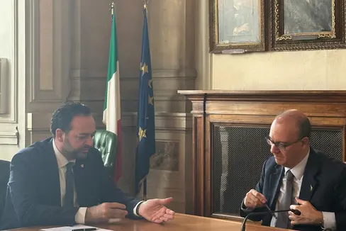 Il colloqui tra l'assessore provinciale all'Istruzione italiana, Marco Galateo, e il ministro dell'Istruzione e del Merito, Giuseppe Valditara (Foto: USP)