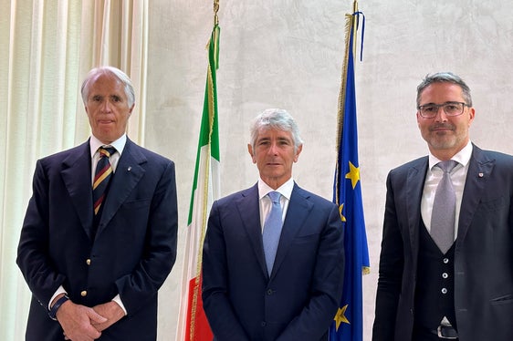 Da sinistra il presidente del CONI e della Fondazione Milano Cortina 2026 Giovanni Malagò, il ministro per lo Sport e i giovani Andrea Abodi e il presidente della Provincia autonoma di Bolzano Arno Kompatscher (Foto: ASP)