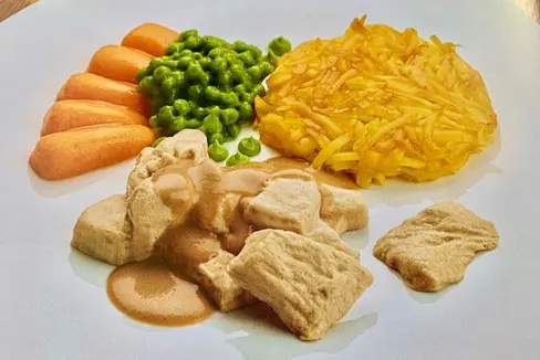 Menschen mit Schluckstörungen können nur breiartige Nahrung zu sich nehmen. Präsentiert sich die Breinahrung wie ein traditionelles Tellergericht, wirkt sich das positiv auf die Patienten aus, steigert das Wohlbefinden und unterstützt den Heilungsprozess. (Foto: LPA/LBS Savoy/Hannes Rainer)