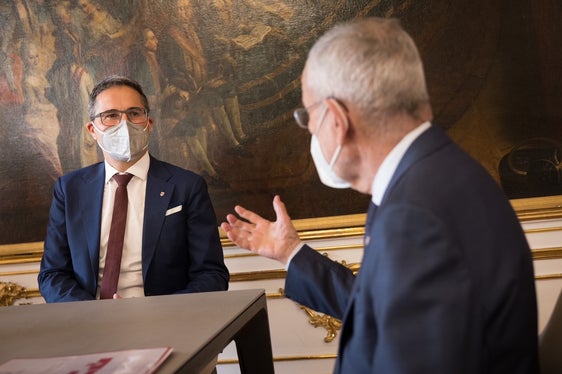 Il Presidente della Repubblica d'Austria Alexander Van der Bellen ha discusso con il Presidente della Provincia di Bolzano Arno Kompatscher dei temi di attualità. (Foto: Peter Lechner)