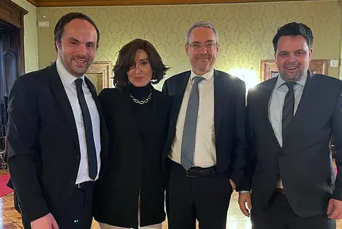 Visita di Achammer da Bernini, accompagnato dai parlamentari Dieter Steger e Meinhard Durnwalder (Foto: Ministero dell'Università e della Ricerca)