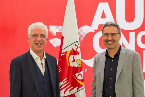 Der neue Rai-Koordinator Zeno Braitenberg hat Landeshauptmann Arno Kompatscher heute einen Antrittsbesuch abgestattet. (Foto: LPA/Fabio Brucculeri)