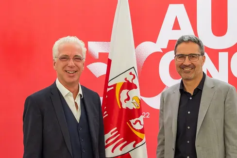 Der neue Rai-Koordinator Zeno Braitenberg hat Landeshauptmann Arno Kompatscher heute einen Antrittsbesuch abgestattet. (Foto: LPA/Fabio Brucculeri)