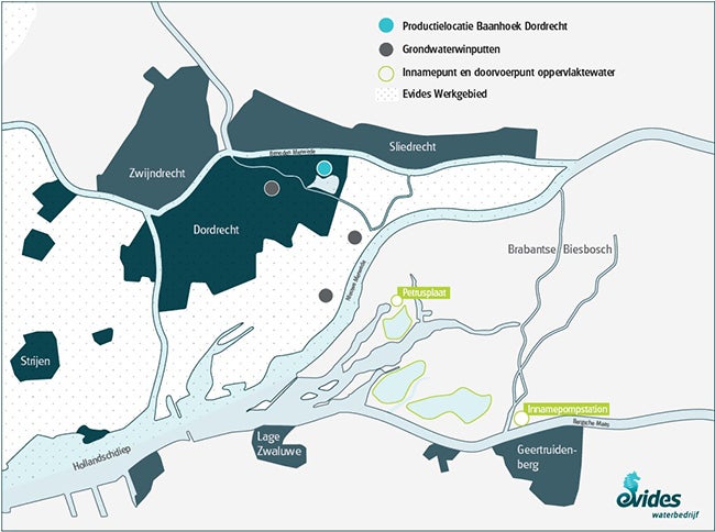 Een kaart van de lokale situatie in Dordrecht.