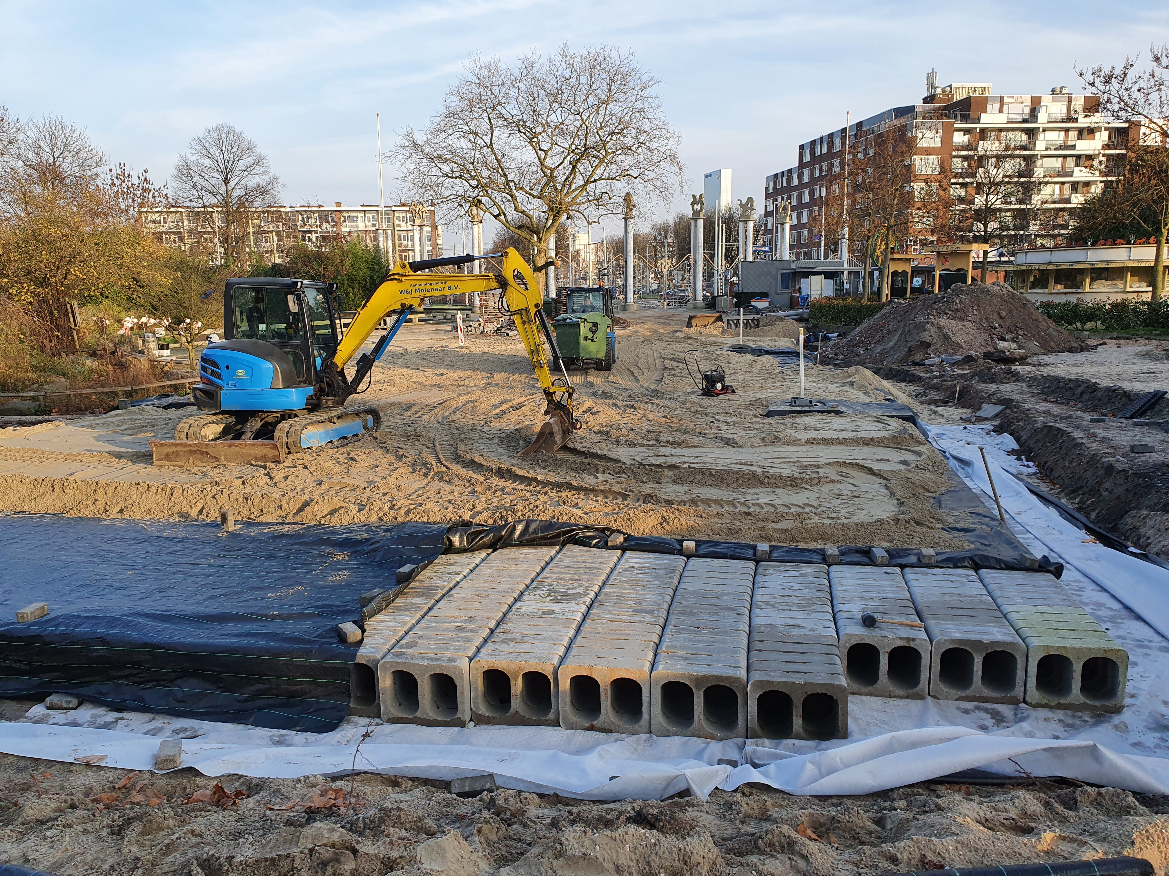 Het systeem in aanbouw.