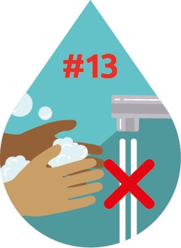 Tip 13 Handen wassen, kraan uit
