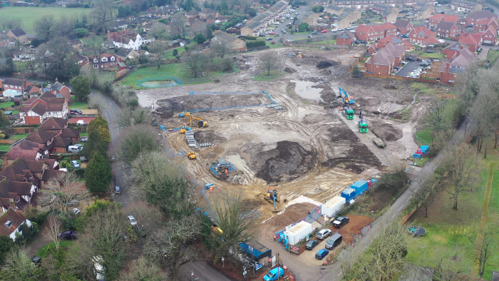 Bird's eye view of development area in Ash