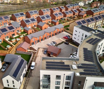 Aerial view of a modern housing development
