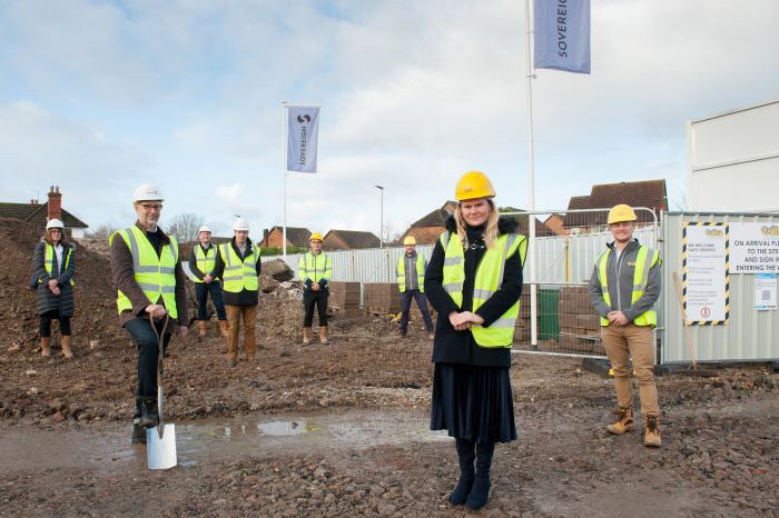 A picture of the team at the Thatcham affordable housing development building site