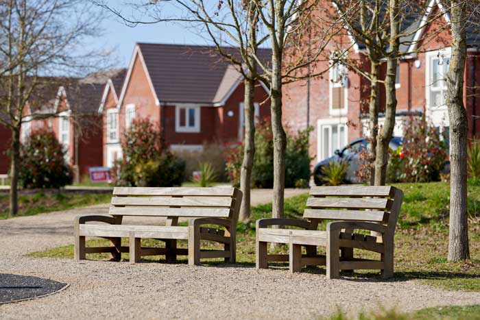 Two park benches in Tadpole Farm