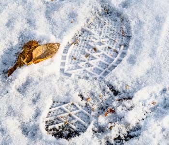 A footprint mark in freshly laid snow