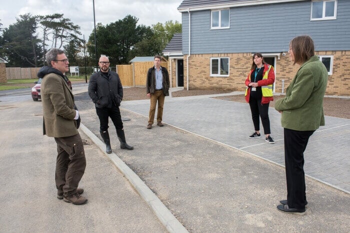 MP Bob Seely visiting the Shalfleet development on the Isle of Wight