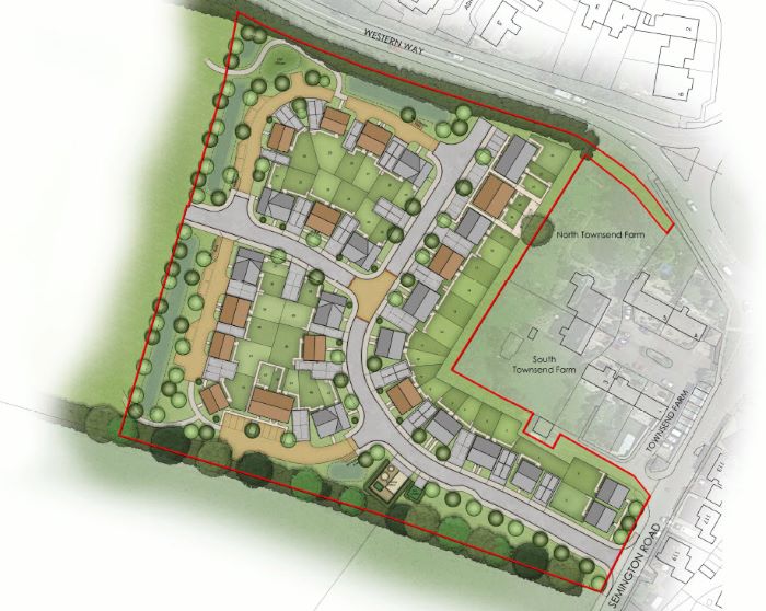 Site plan of Melksham housing development