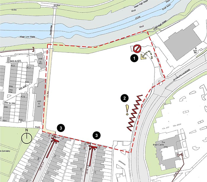 Plan showing the site challenges