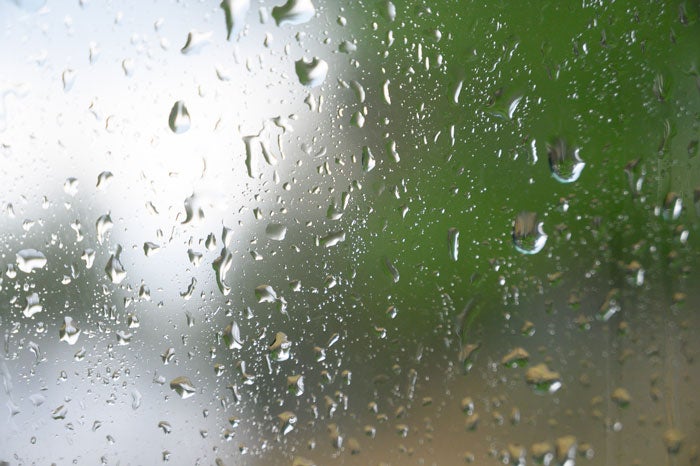 Close up image of raindrops on a window 