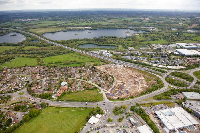 Aerial view of Dorking Way development. 