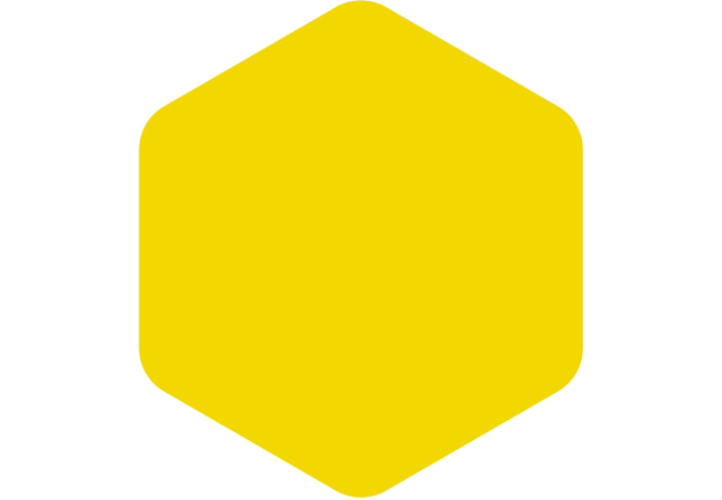 Hexagon color swatch showing DURANAR BRIGHT YELLOW