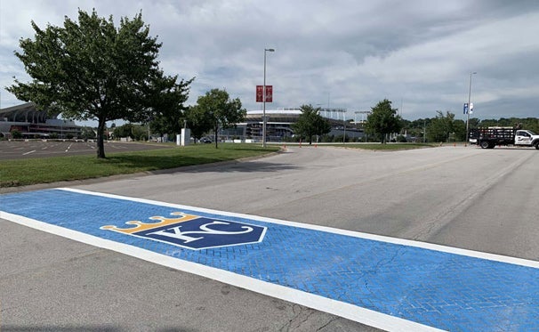 Crosswalk with Kansas City Royals logo