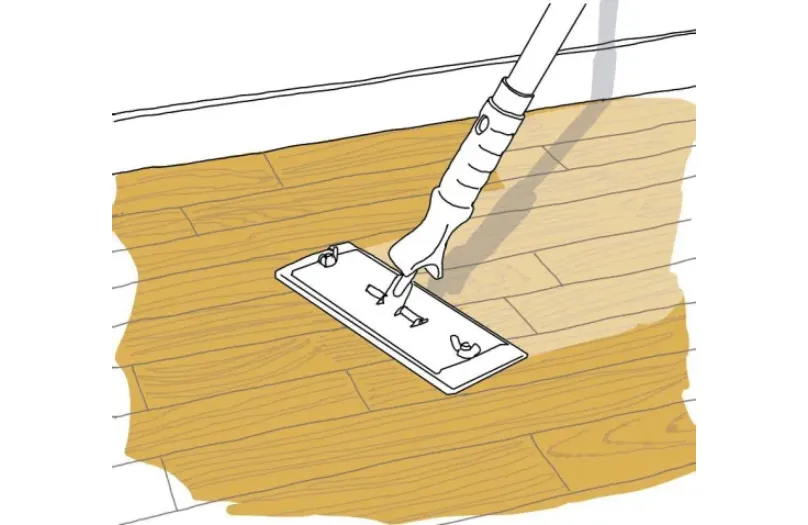 Mellanslipa parkettgolv som ska lackas, Alcro