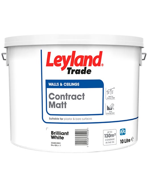 A bucket of Leyland Trade Contract Matt paint
