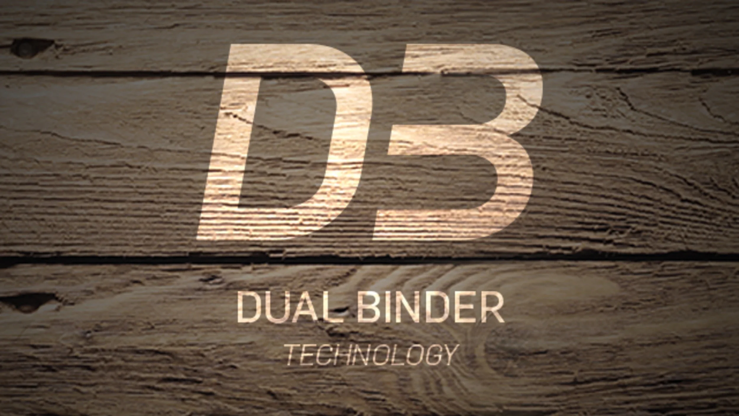 D3 Dual Binder Technology-logo op een houten achtergrond