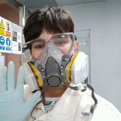 Girl in science gear 