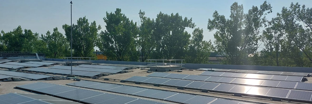Roof top covered in solar panels
