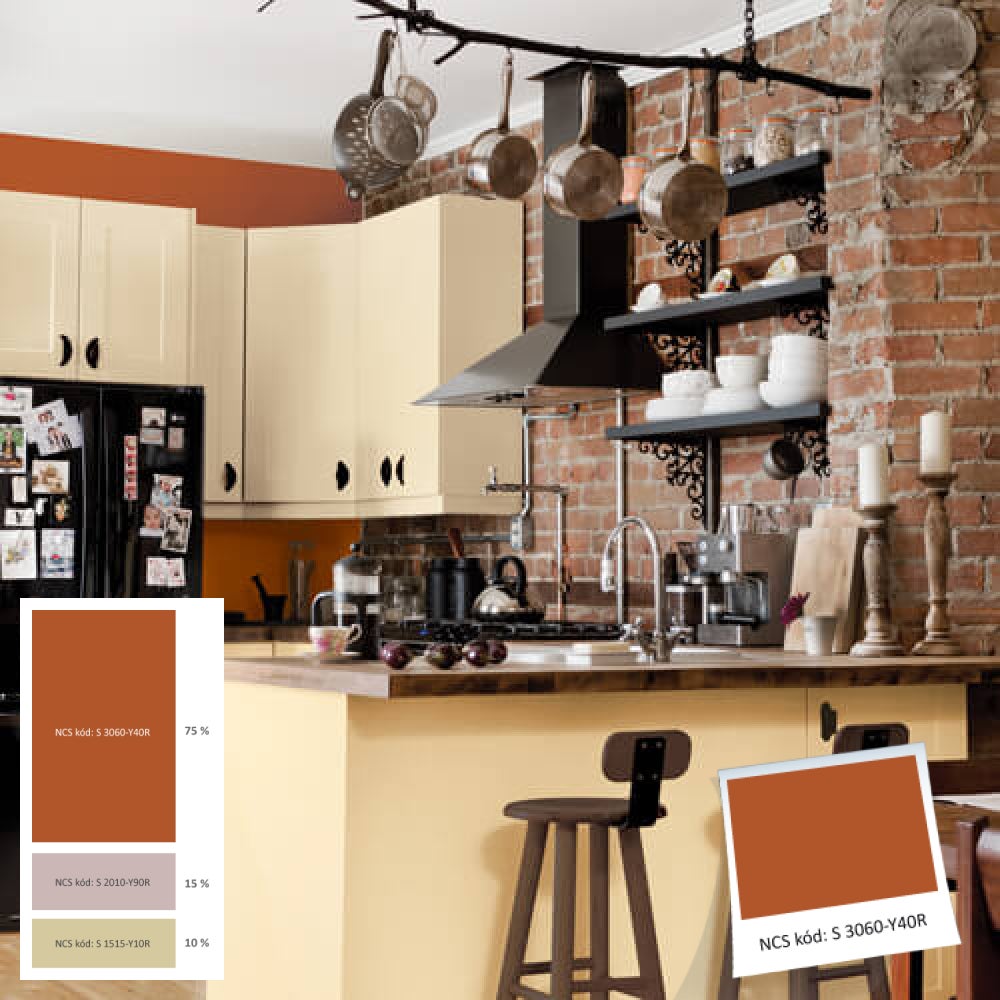 Kuchyně s cihlovou zdí a barem