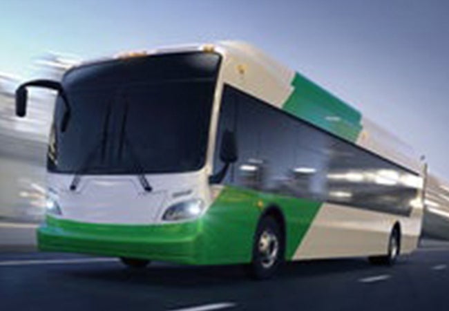 Coach driving along road